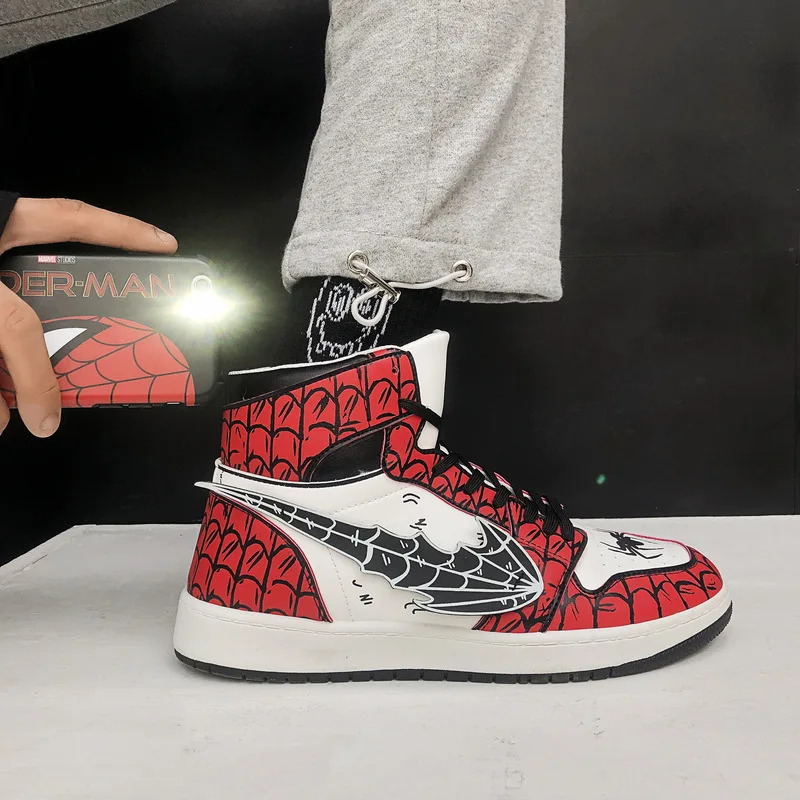 Кроссовки мужские высокие повседневная спортивная обувь с рисунком аниме паука
