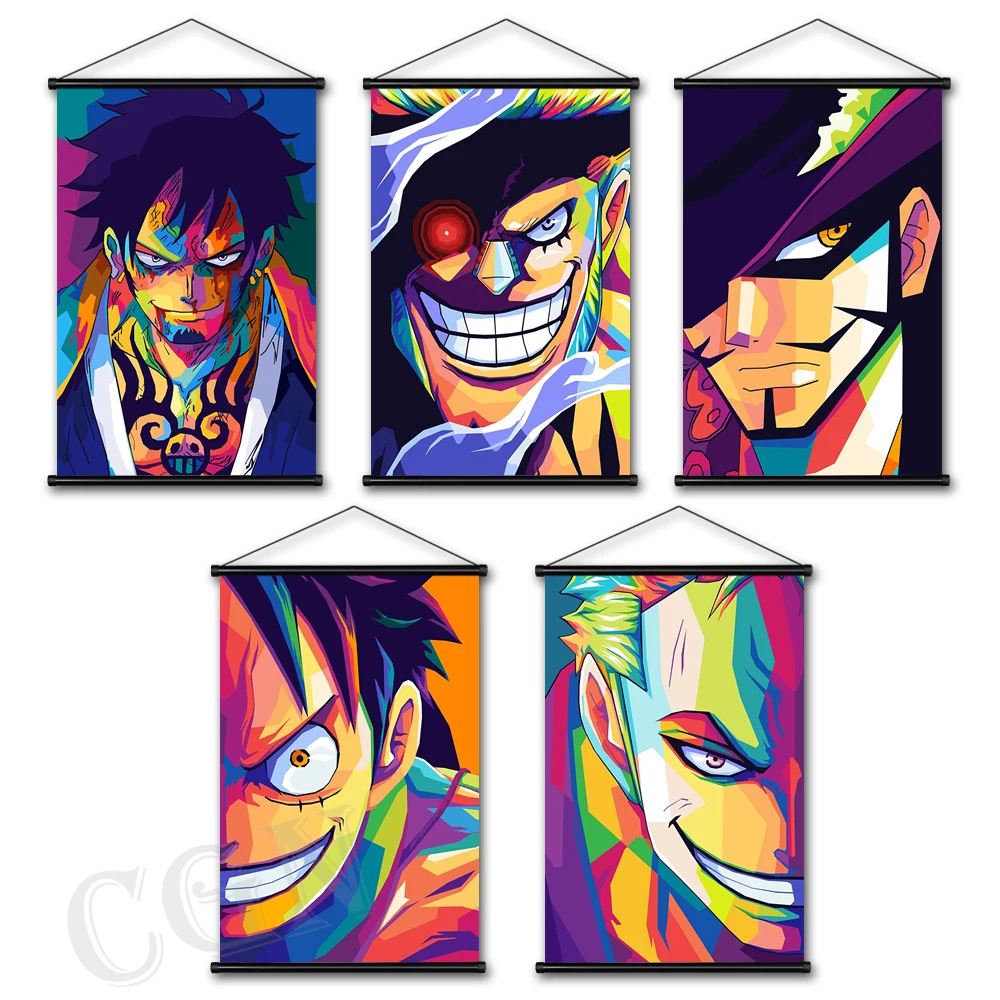 

Canvas Print One Piece Pictures Wall Art Roronoa Zoro Scroll Painting Japan Animation Home Decor Hanging Posters For Living Room