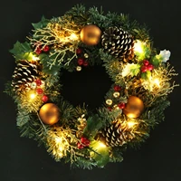35 40cm wreath arrangement christmas ornament spruce 2022 christmas wreath with led light front door home party hanging garland
