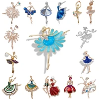 cute figure brooch dancing ballet girl dancer crystal rhinestone brooches for women metal pins party wedding jewelry best gift