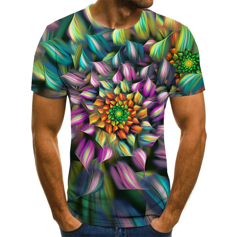 

Летняя мужская футболка с круглым вырезом и цифровым принтом, с прозрачными узорами и удобной тканью