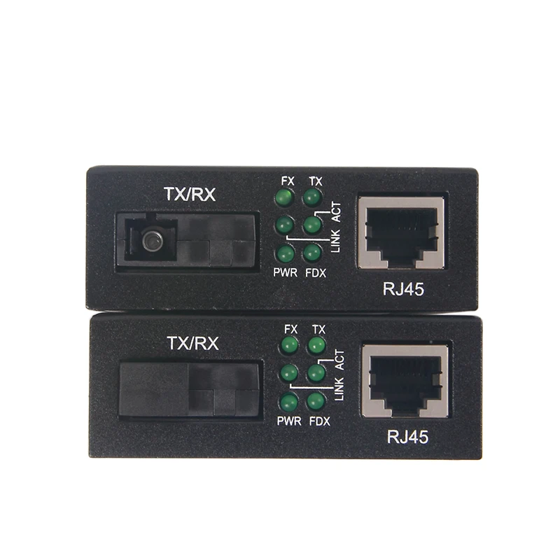 a Pair of Gigabit Ethernet Bidi Media Converter, Single SC Fiber Connector, singlemode, 1310-nm, 20-km
