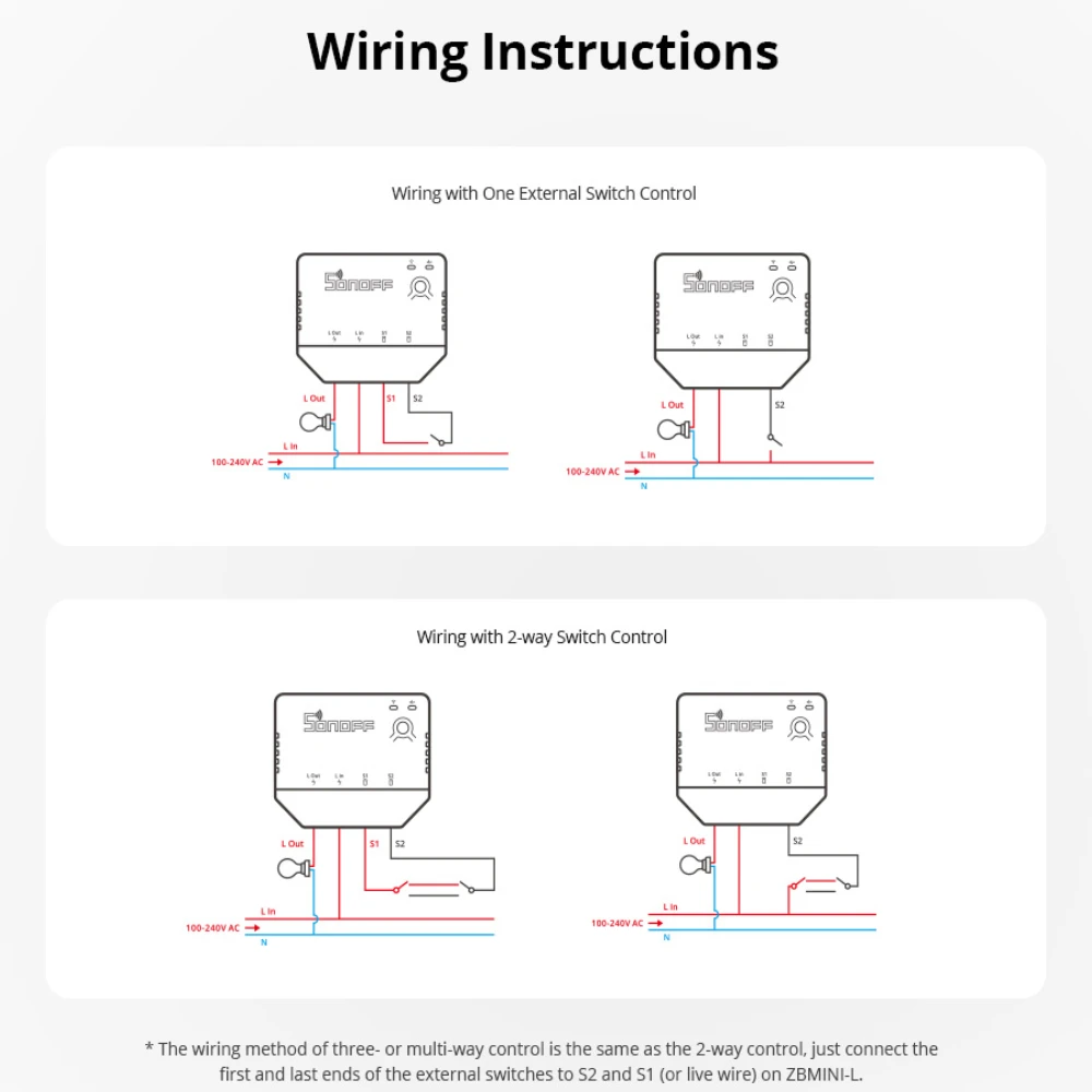 Умный мини-переключатель SONOFF Zigbee 3 0 дюйма с 2-сторонним управлением не требует