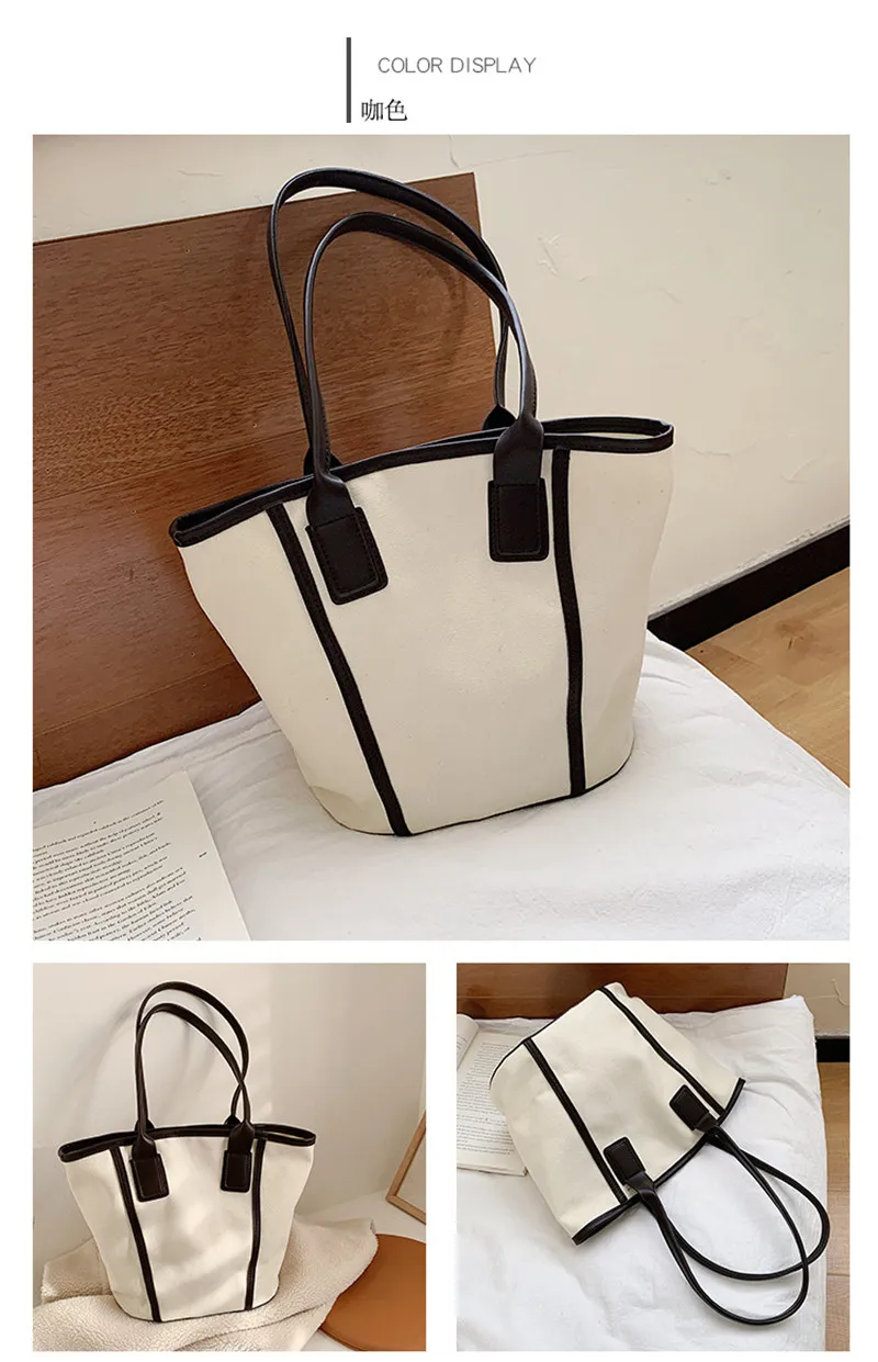 

2020 High Quality Women Canvas Shoulder Bags Casual leather Handel Travel Totes Large Size Shopping Bags Drop Shipping M799