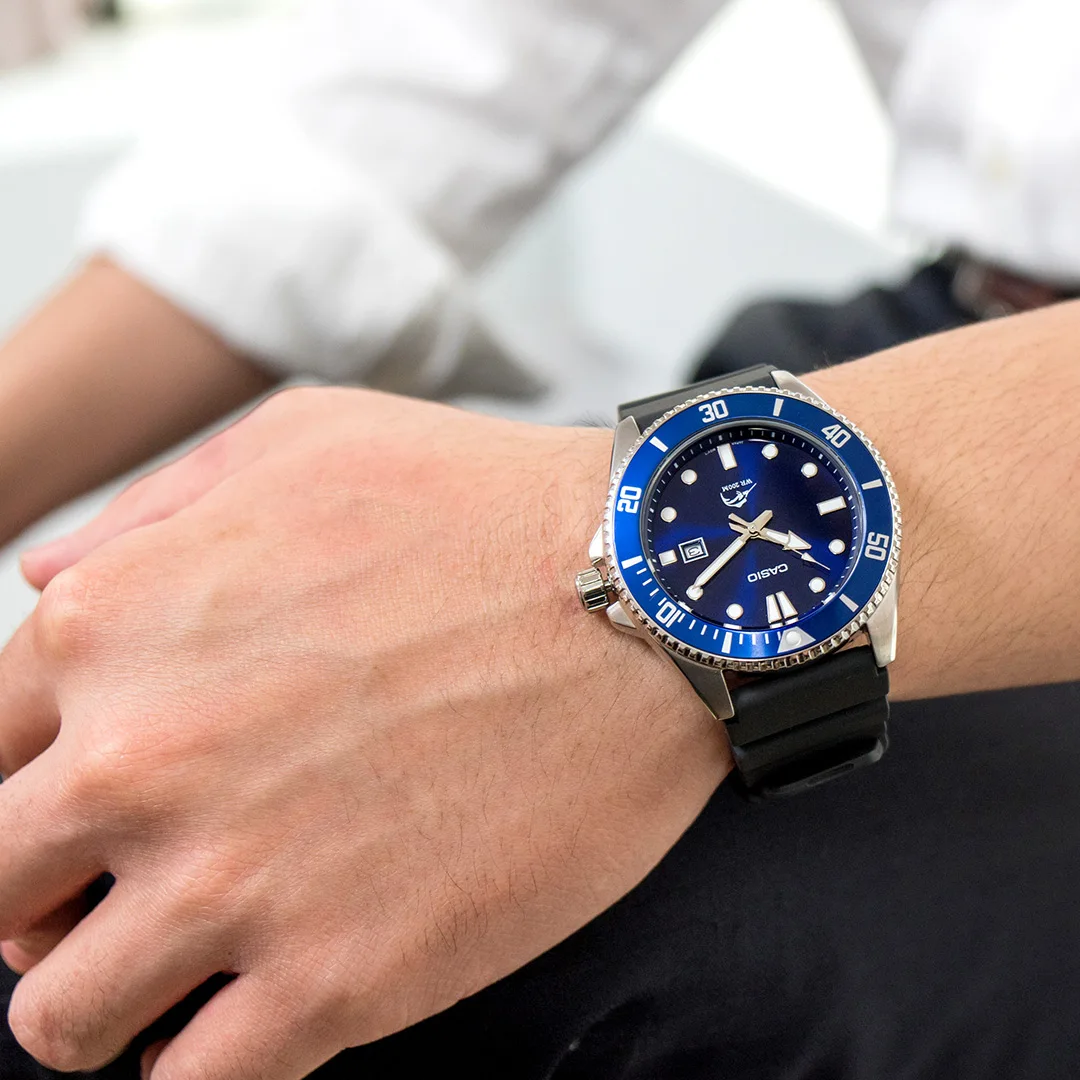 Мужские часы для дайвинга Casio MDV-106B-2A MARLIN резиновый синий циферблат ремешок |