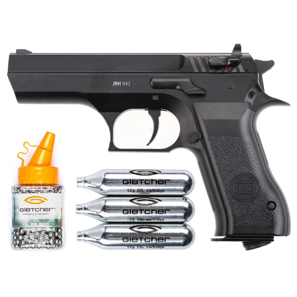Пистолет пневматический Gletcher JRH 941 Иерихон Пустынный орел Стрельба по мишеням 4.5 мм. + 3 баллона CO2+дробь 500 шт.