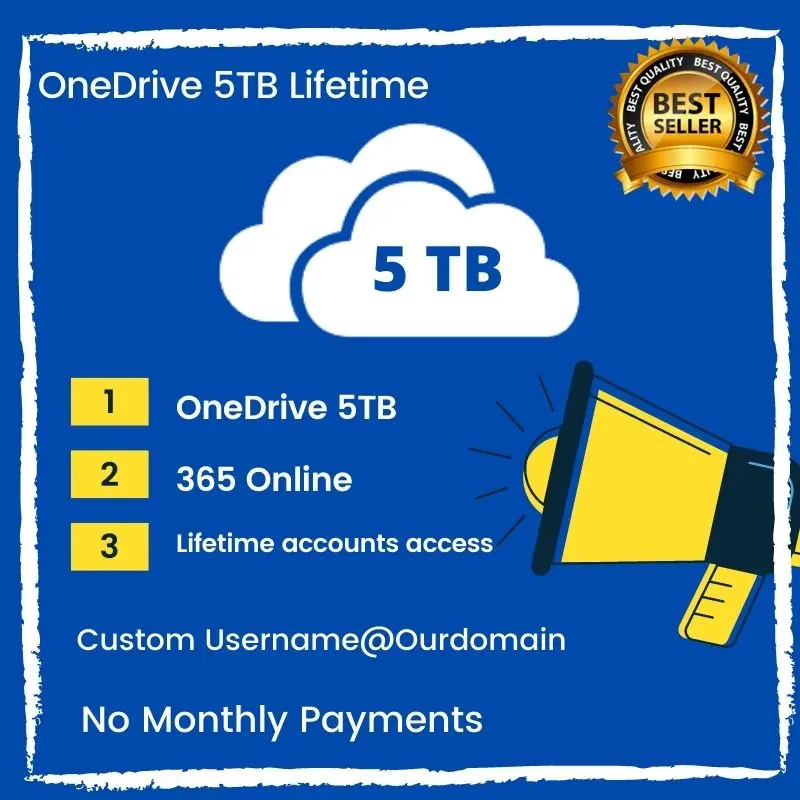 

OneDrive lifetime 5 TB all languages | CUSTOM USER NAME | Fast delivery | OneDrive account lifetime 5120 GB | not upgrade