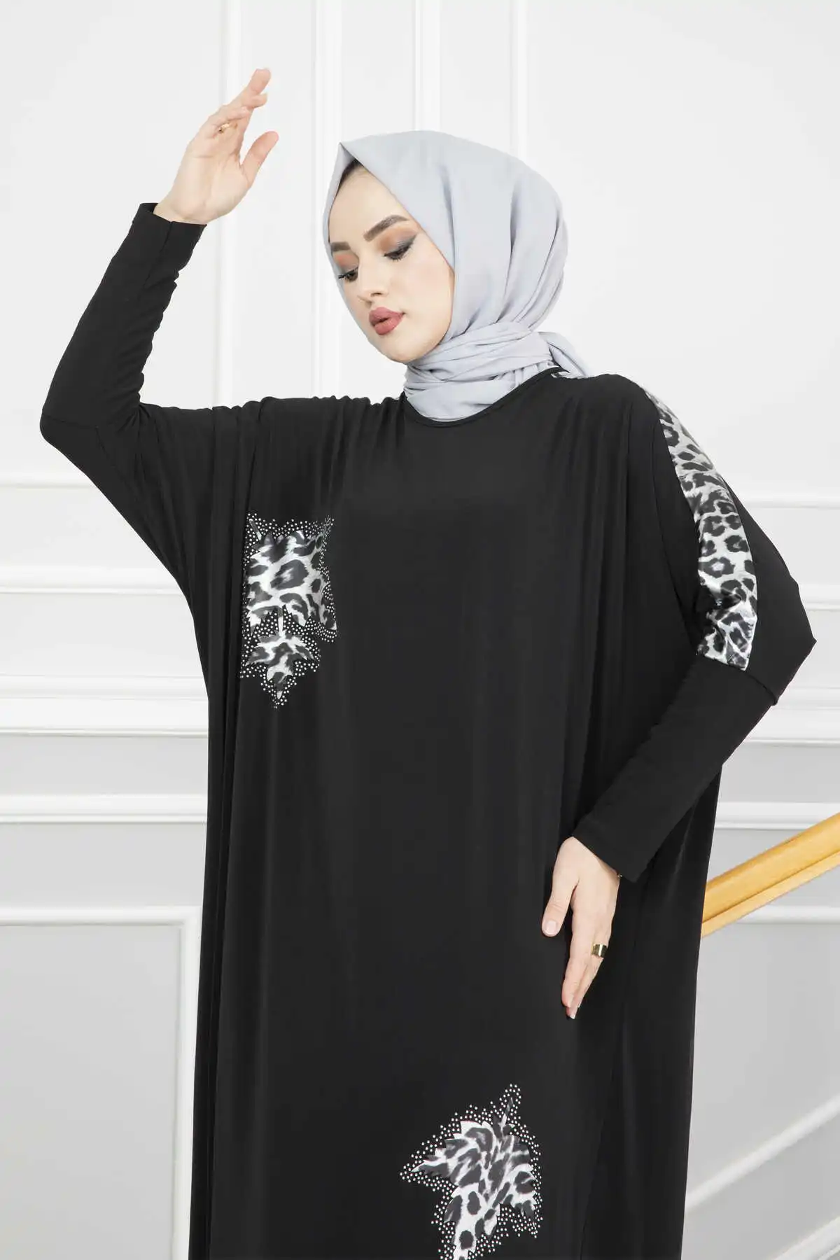 Женское платье с леопардовой вышивкой хиджаб Абая Рамадан яркий мусульманский