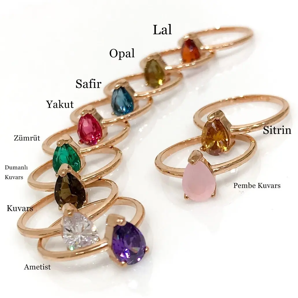 

Minik Drop Natural Stone Seçenekli Gümüş Ring