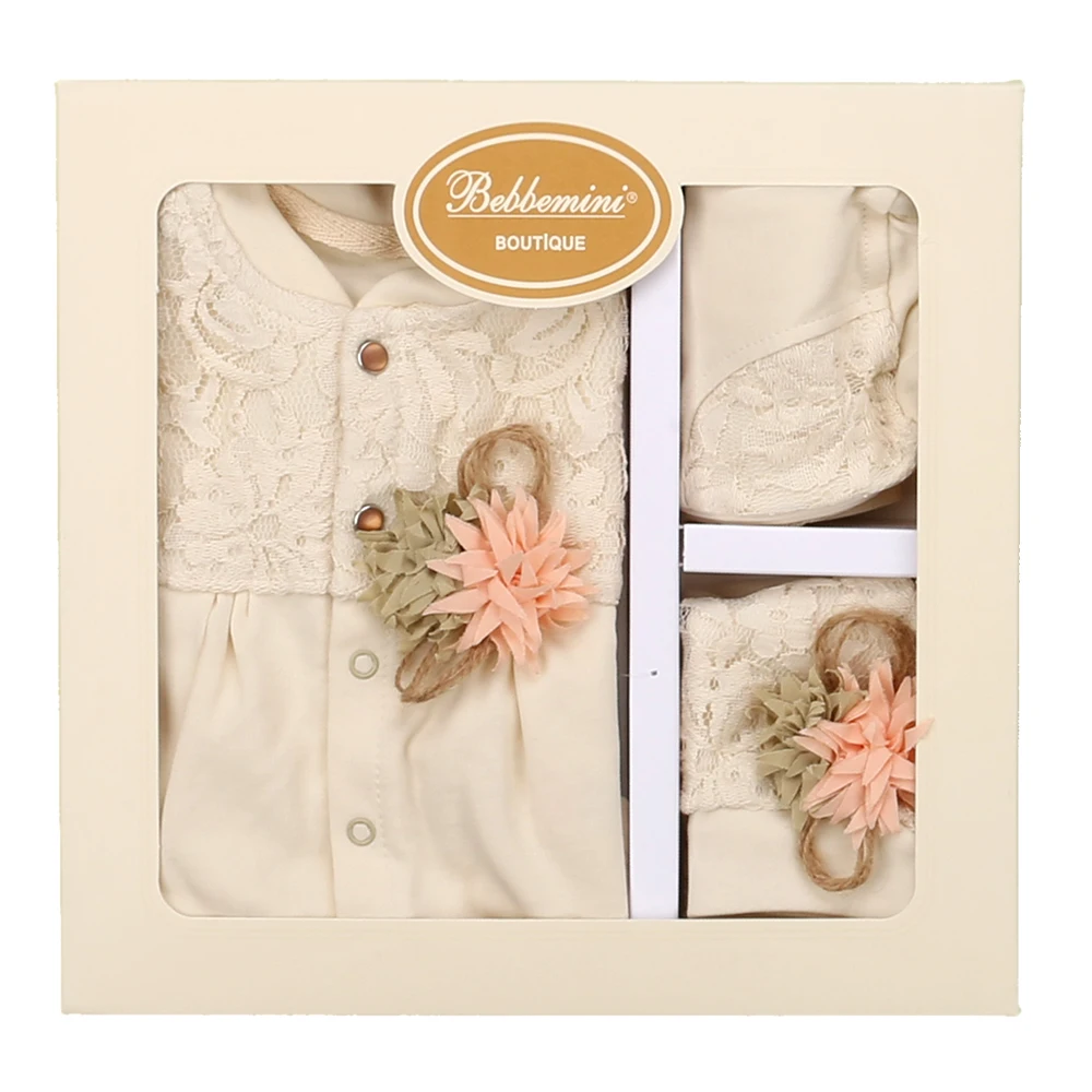 

5 Pcs Newborn Gift Set,100% Cotton Clothing Set,Baby Outfit Set Including Hat,Bib,Gloves For 0-6 Months Antialergic Baby Clothes