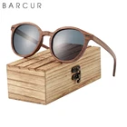 Очки солнцезащитные BARCUR, дизайнерские стильные очки с круглыми поляризационными стеклами, кошачий орех, для мужчин и женщин, UV400, деревянная коробка, 2021