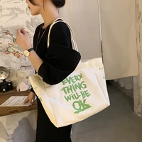2022 new letter graffiti canvas large capacity all match western style high quality texture womens one shoulder tote handbag