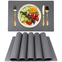 6pcs modern nordic style leather placemats waterproof oilproof western table pads tableware solid color non slip table bowl mat