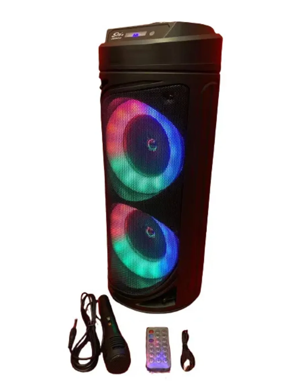 Portable wireless speaker 200 Watt with karaoke microphone Bluetooth system Light Music FM aux USB TF battery | Электроника