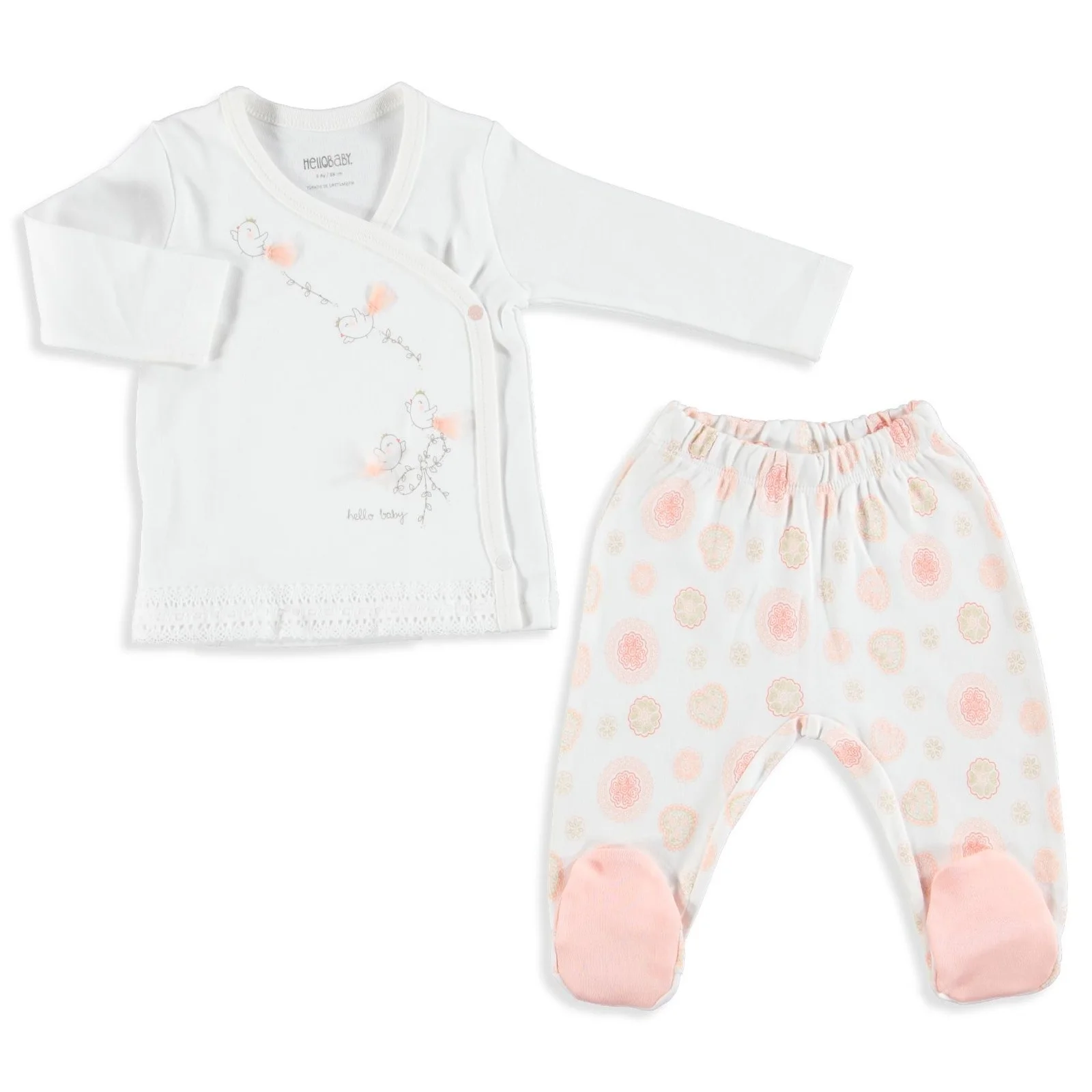 Ebebek HelloBaby/комплект с брюками для маленьких девочек изображением птиц |