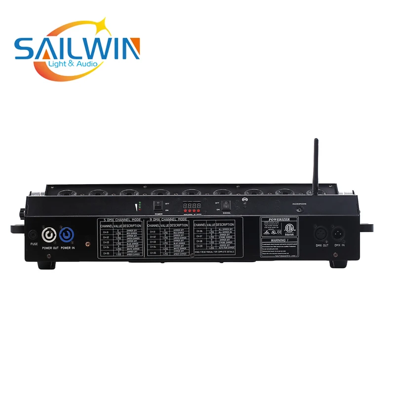 RGBAW УФ беспроводной dmx светодиодный настенный светильник 9x18 Вт на батарейках для