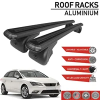 FOR SEAT LEON 3 SW 2014-2022 ALUMINUM BLACK ADJUSTABLE CAR FOR STAINLESS LUGGAGE CARRIER ROOF RACK ROOF BASKET MODIFIED