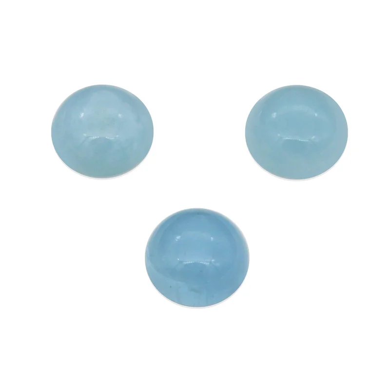

5pcs Natural Stone Genuine Aquamarine Cabochon A Grade Quality Round 2-16mm For Making Jewelry DIY Pendant Earrings Ring