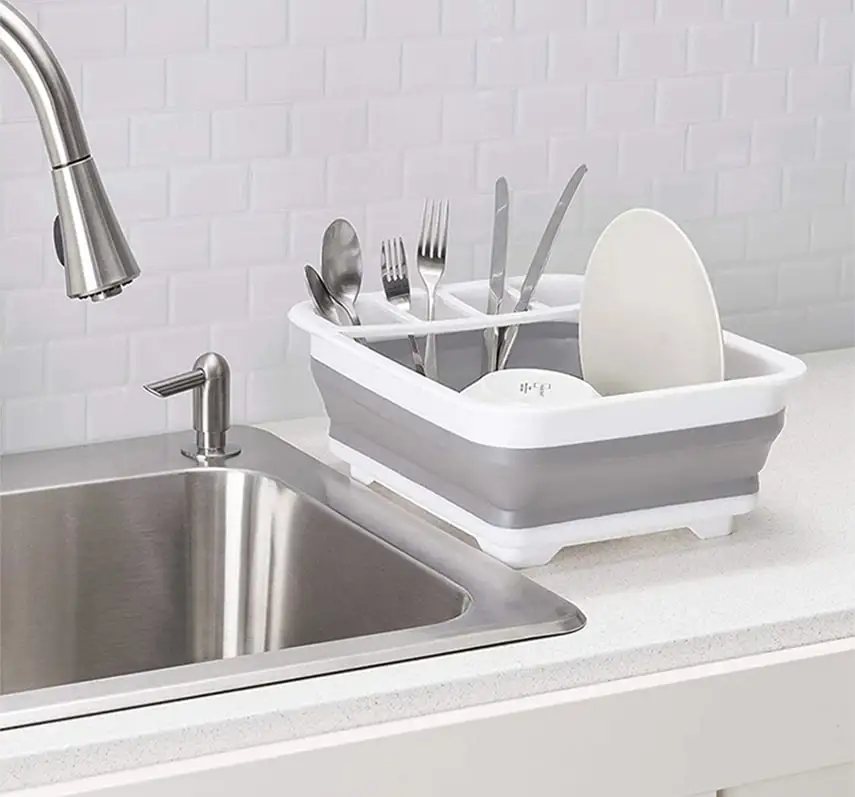 Складная сушилка подставка поддон для посуды силиконовая HP0032 | Дом и сад