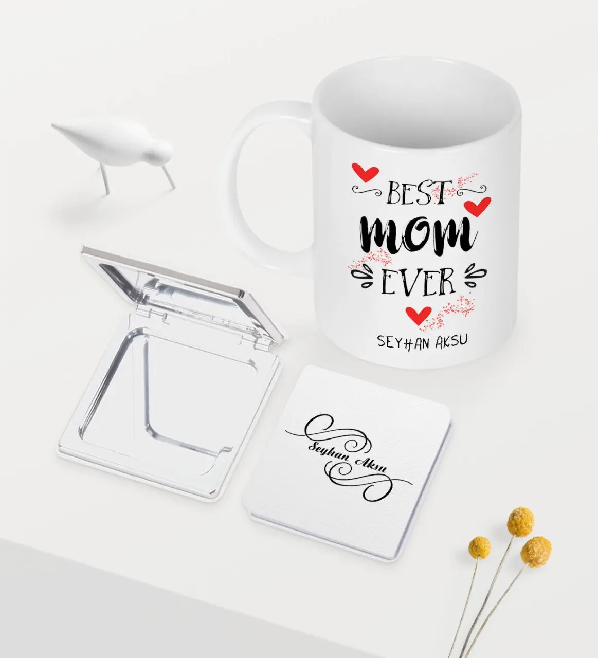 

Персонализированные лучшие матери Белая кружка Зеркало Набор-3