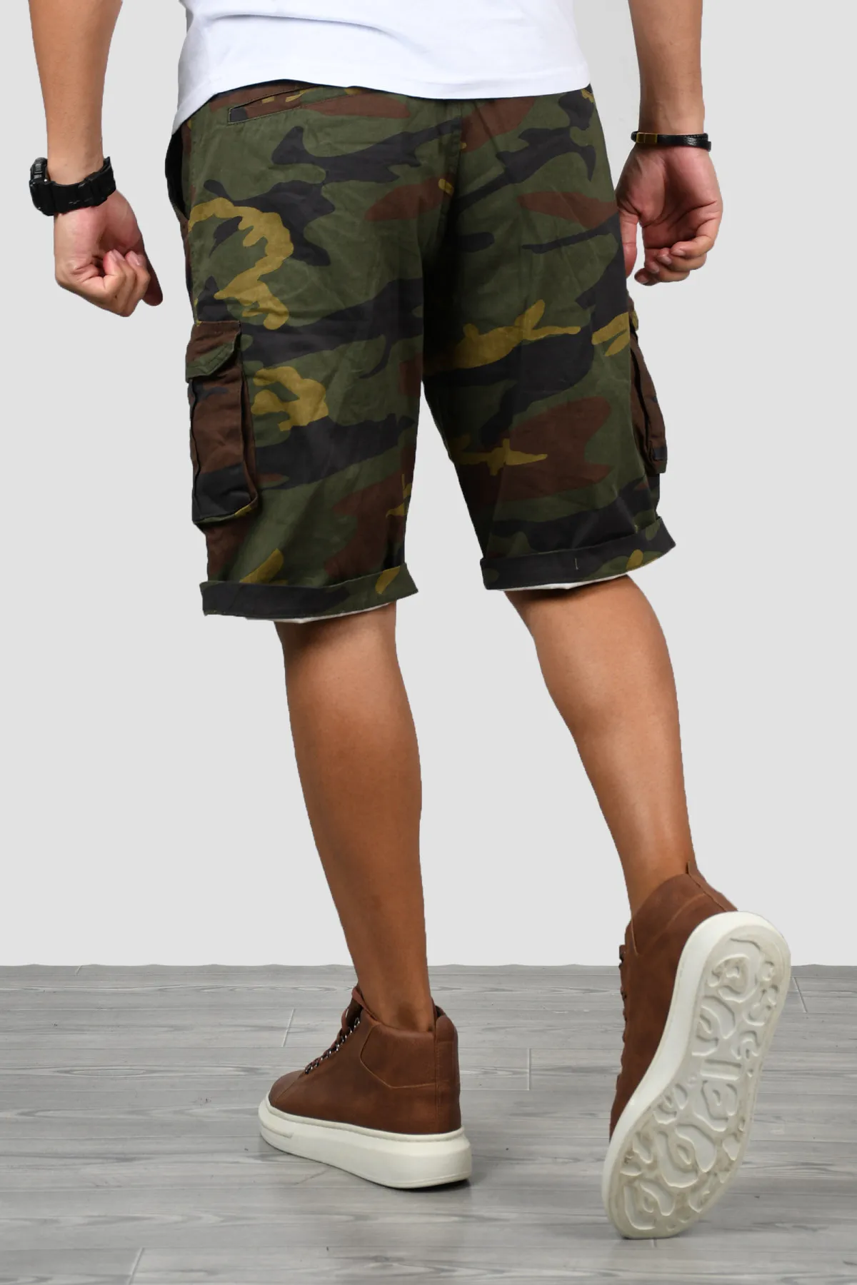 

DeepSEA Male Green-Coffee Short Cotton Shorts Camouflage Cargo Pants Slim Fit Cotton Street Wear Summer Casual For Male 2012014