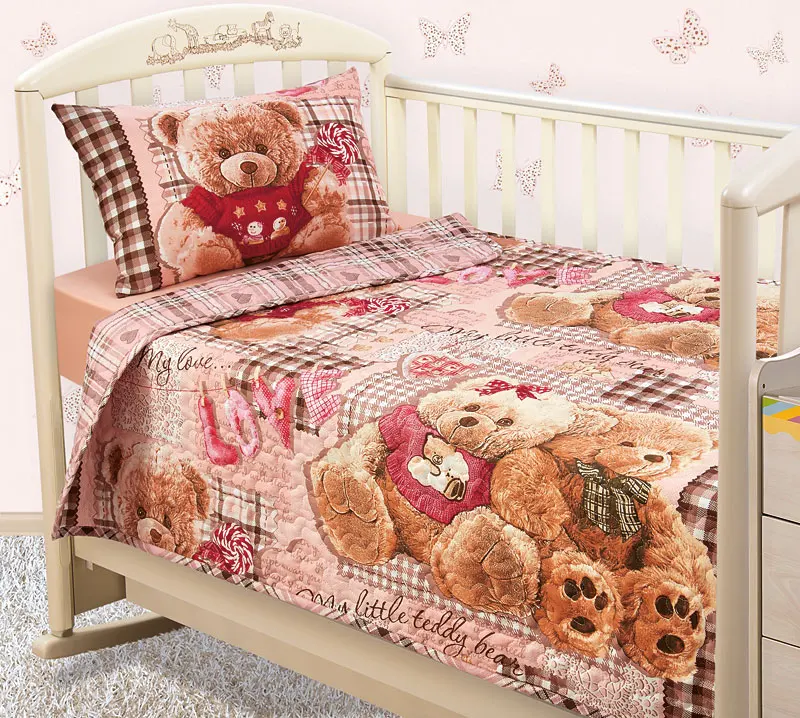 IV Плюшевые мишки. Стеганое покрывало из перкаля для детей ясли Ткань верха: