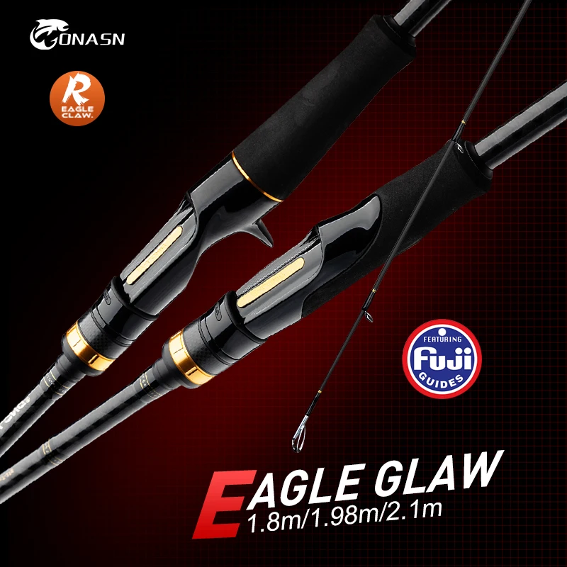 

ONASN Eagle-Claw R Fishing Rods 1.8m 1.98m 2.1m Spinning Rod Fuji Reel Seat M ML MH Carbon Casting Travel Rod for Bass Fishing