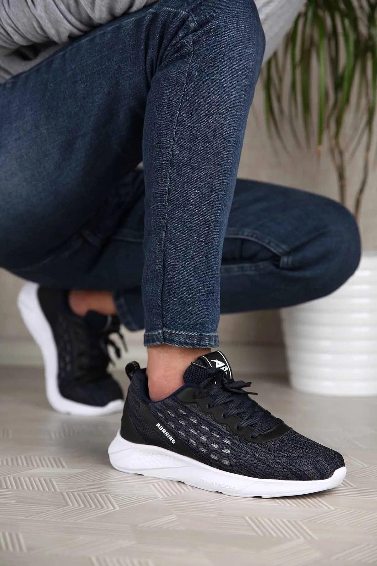 

Casual Stylish Flexible Quality New Season 2022 Male Knitted Knitwear Sports Shoes DARK BLUE