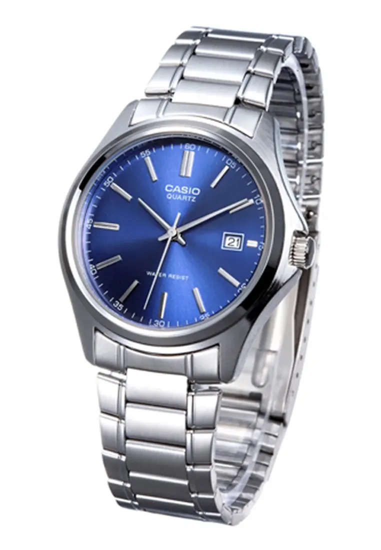 Оригинальные часы Casio MTP-1183A-2A мужские из нержавеющей стали с календарем синие
