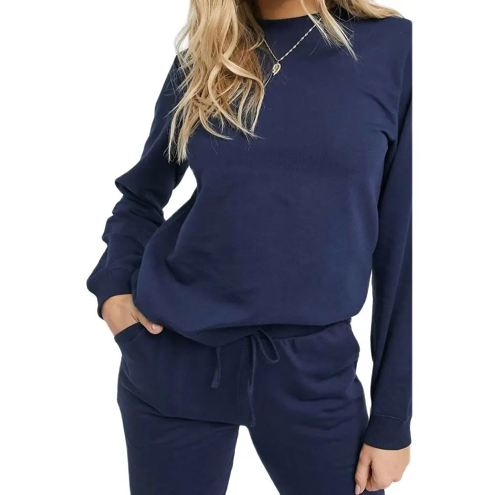 

Woman Pajama Set Track Suit Navy Blue Long Comfort 2022 Fashion Cotton Lycra Set Free Shipping