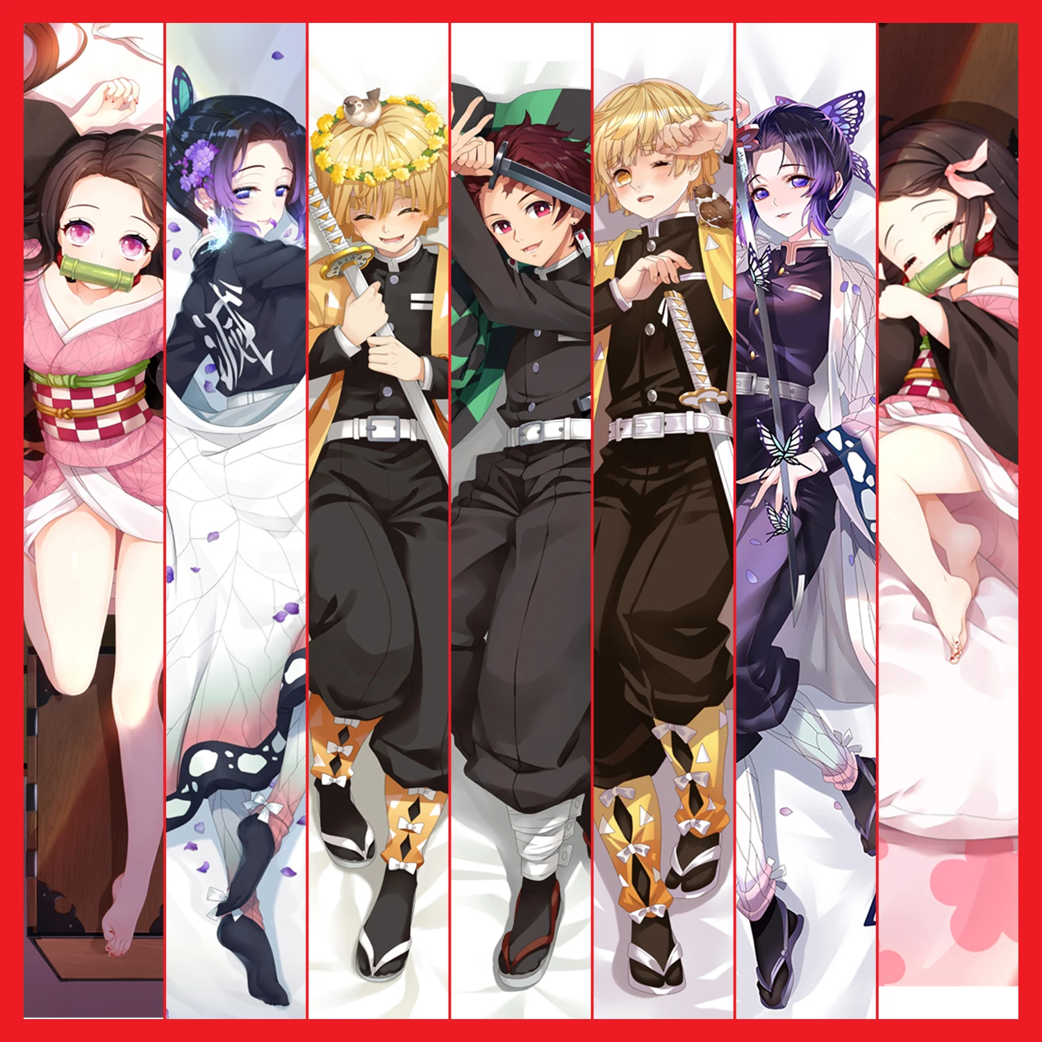 

Hobby Express Anime Dakimakura Japanese Otaku Waifu Hugging Body Pillow Cover Case Demon Slayer Nezuko Kamado Zenitsu Tanjiro