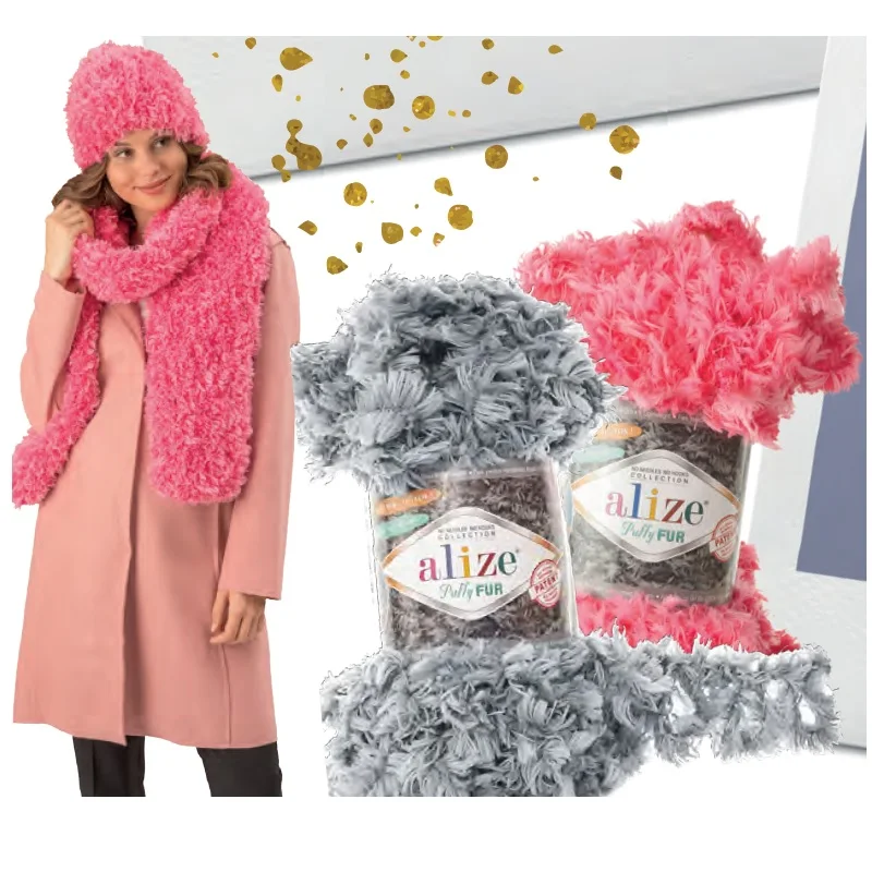 

Alize PUFFY FUR 100GR YARN %100 Polyester No Needles Hook Collection Loop Furry Finger Crochet Knitting Hand DIY Fancy Mink