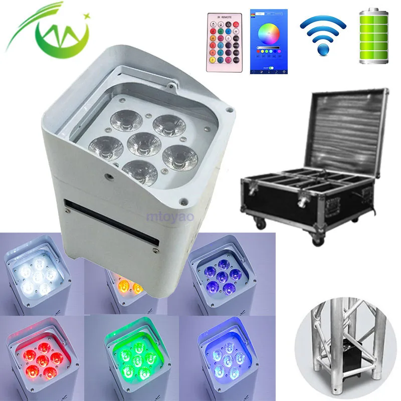 Беспроводной DMX DJ Uplights RGBWA Ультрафиолетовый аккумулятор работает 6*18 Вт Par огни Свадебная подсветка Freedom DJ подсветка