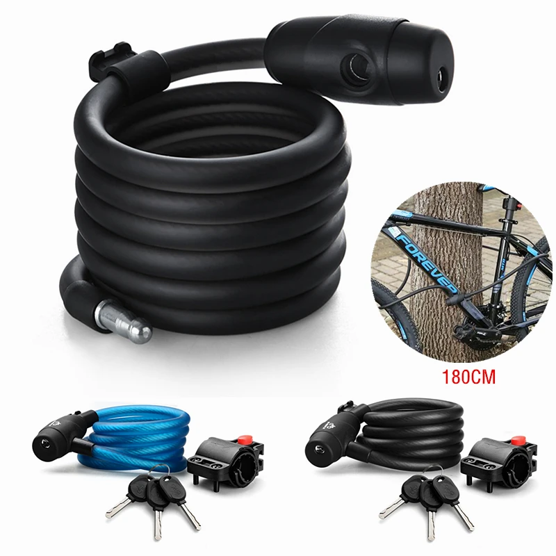 

Универсальный Противоугонный замок для велосипеда, велосипеда, 1,8 м, катушка из легированной стали для мотоцикла, велосипеда, горного велос...