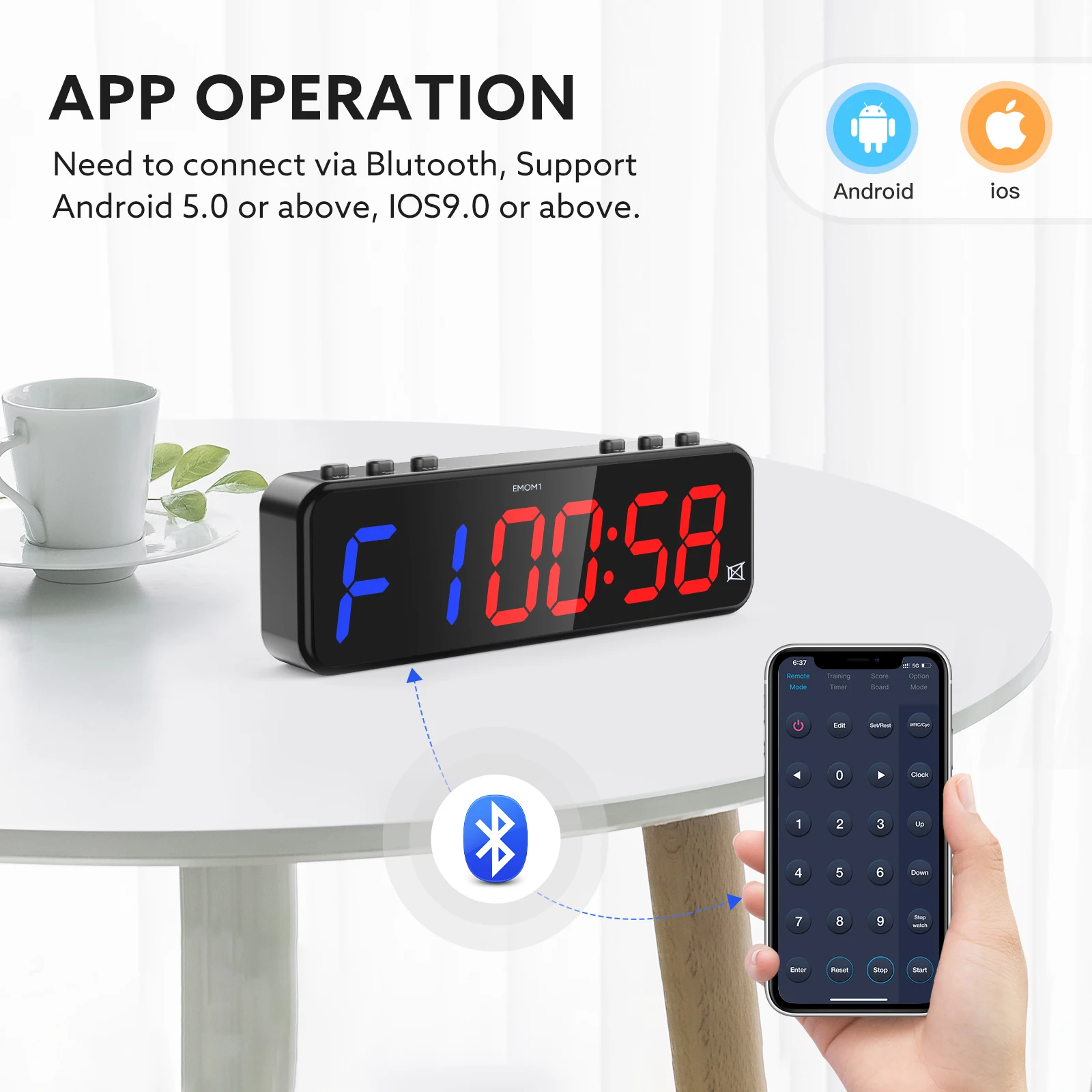 구매 1 인치 LED 휴대용 체육관 타이머 스톱워치 무선 블루투스 App 제어 체육관 피트니스 훈련 이상적인 간격 타이머 시계 구매 1 인치 LED 휴대용 체육관 타이머 스톱워치 무선 블루투스 App 제어 체육관 피트니스 훈련 이상적인 간격 타이머 시계