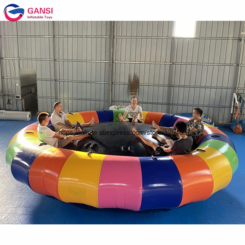 Durable inflatable flying disco boat 5m inflatable crazy UFO towable for water play equipment