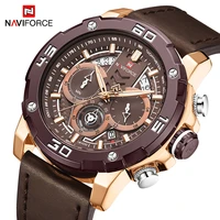 naviforce sport men watches military multifunction chronograph quartz wrist watches genuine leather waterproof relogio masculino