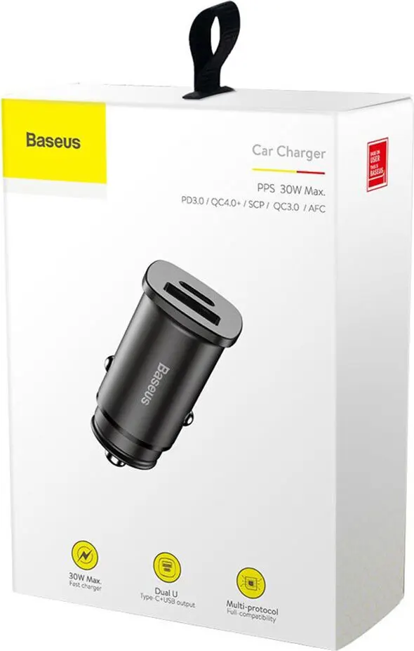 Автомобильное зарядное устройство Baseus Circular Plastic A+C 30W PPS Car Charger Black (CCALL-YS01) |