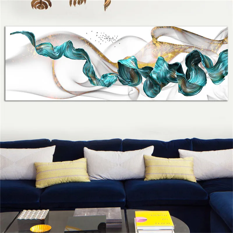 

Nordic Abstract Wall Art Prints Picture Canvas Painting Green Drifting Flying Poster Decor Mural Art For Living Room Decoration