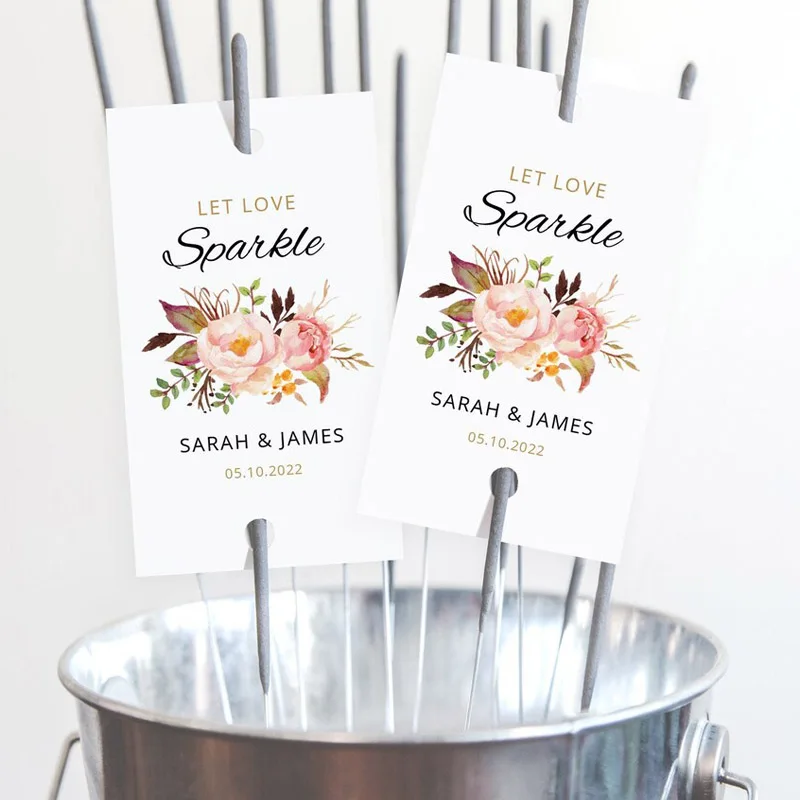 100 шт. светящиеся/блестящие палочки бирки Персонализированные Свадебные
