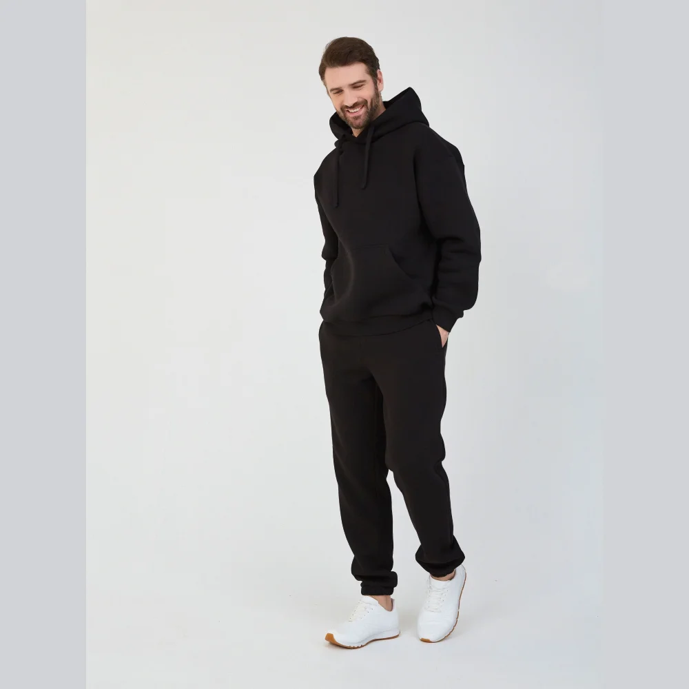 Jonquil Брюки джоггеры мужские &quotЧерный&quot с начесом | глубокие карманы для прогулок