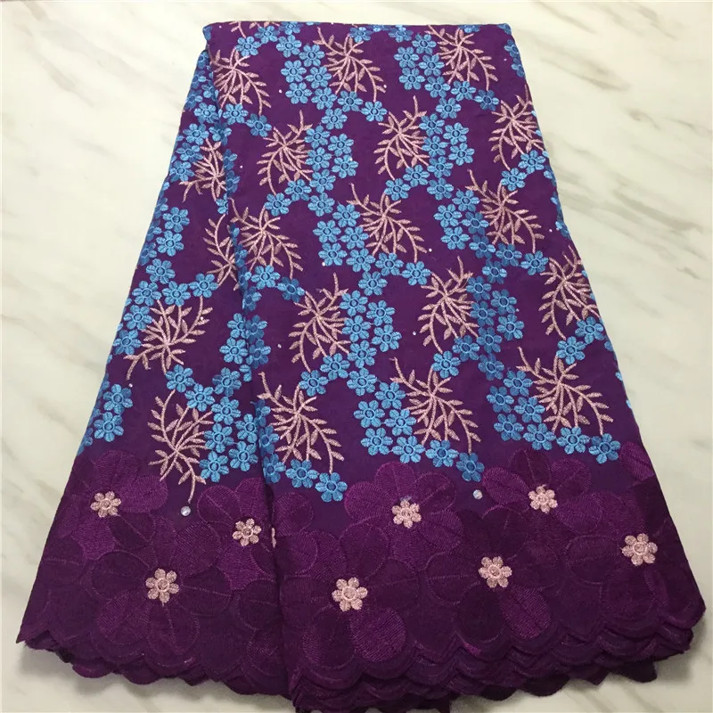 

African cotton dry lace fabric for dress 2020 high quality Nigerian embroidery Swiss voile lace in Switzerland with stones party