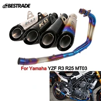 motorcycle exhaust system for yamaha r25 r3 all years 2016 2018 mt 03 front middle link pipe slip on 51mm muffler tube stainless