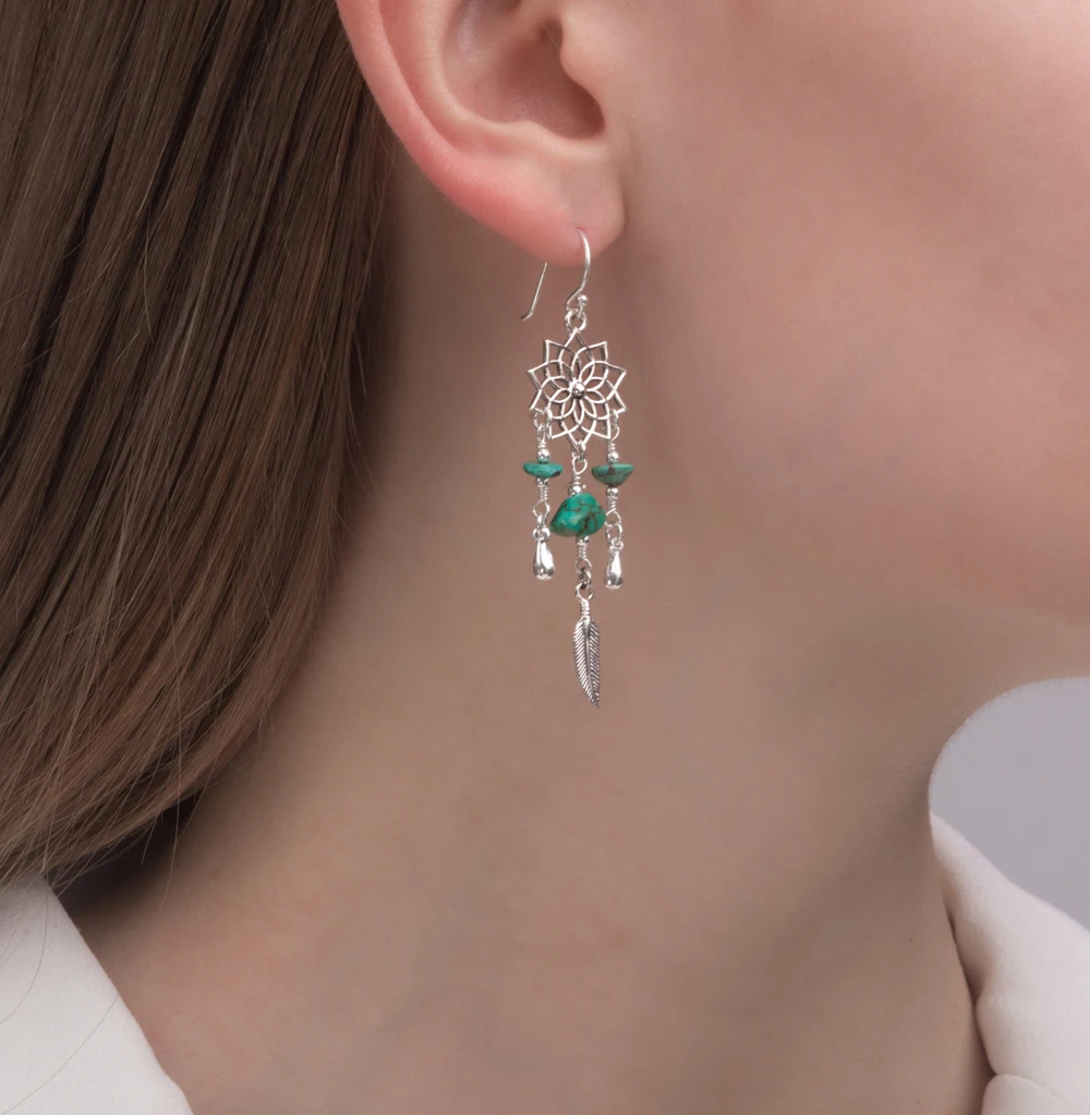 Серебряные серьги с бирюзой SUNLIGHT проба 925|Серьги-клипсы| |