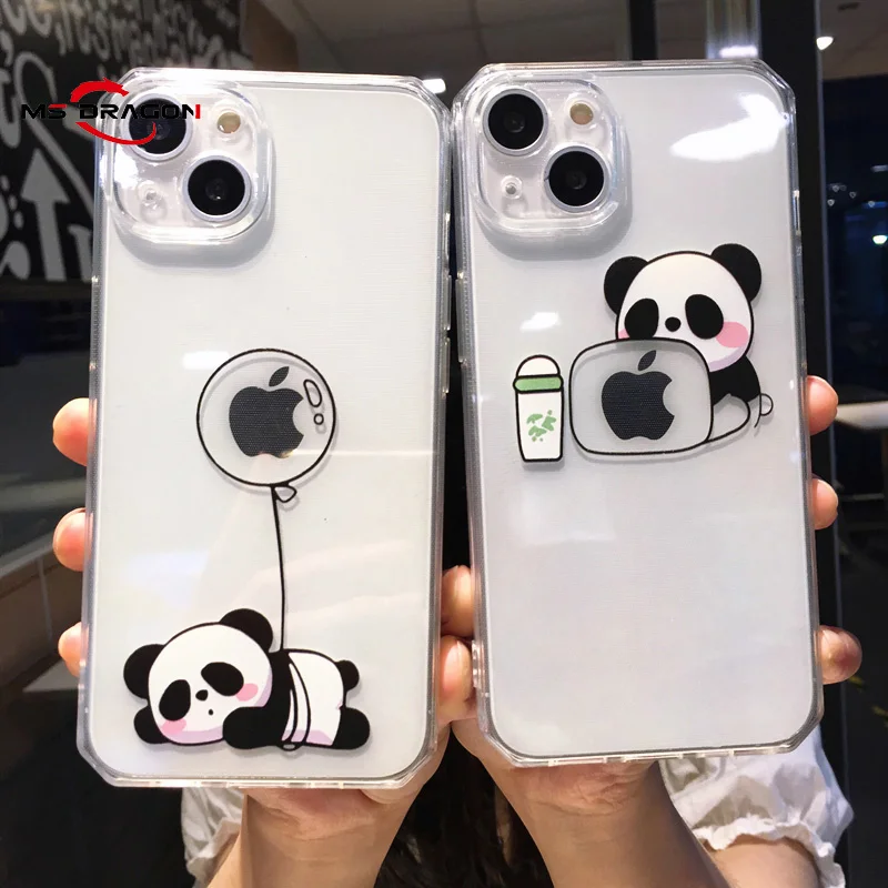 

Phone Cases Foe iPhone 13 12 11 Pro XS Max X XR 7 8 Plus SE 2 Fashion Rubik's Cube Straight Edge Creative Cute Panda Clear Cover
