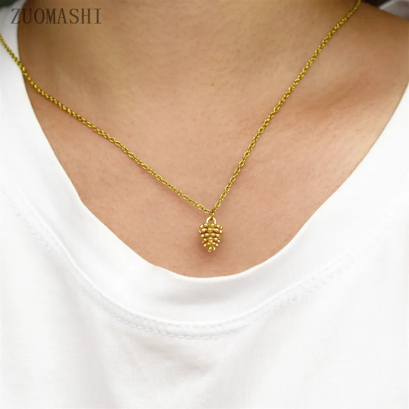 ZUOMASHI Tiny Pinecone Очаровательное ожерелье изящное колье из сосны Осеннее ювелирное