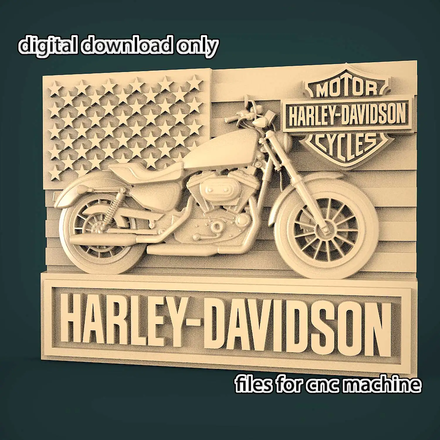 Harley-Davidson файл для ЧПУ STL Model 3D wall art CNC files Desing | Электронные компоненты и