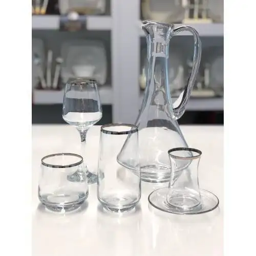 

WONDERFULLL AMAZİNG31 шт. Серебряный стеклянный кувшин для мягких напитков, набор для чая, набор для дубинки, Бесплатная съемка