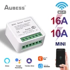 Мини Wi-Fi переключатель Tuya сделай сам, Модуль Автоматизации умного дома с двухсторонним управлением, работает с Alexa Google Home Яндекс Алиса, умная жизнь, 1610 А