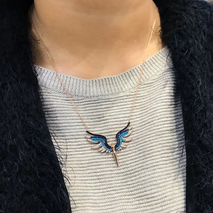 Trend Shanti Serenity Angel бирюзовое серебряное ожерелье|Цепочки| |